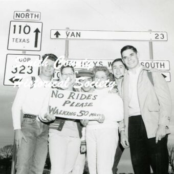 Teenagers on walking challenge (print)