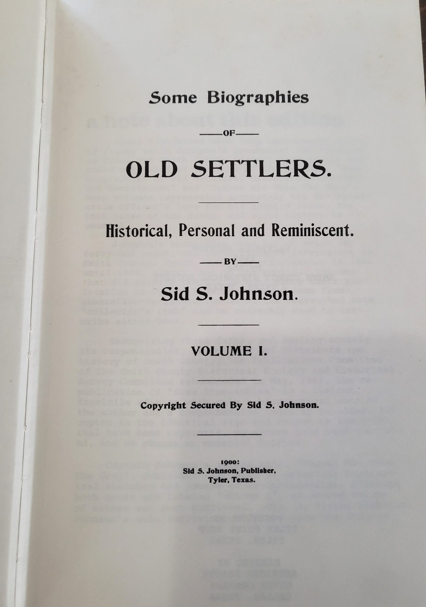 Some Biographies of Old Settlers: Historical, Personal and Reminiscent, Volume I - Image 5
