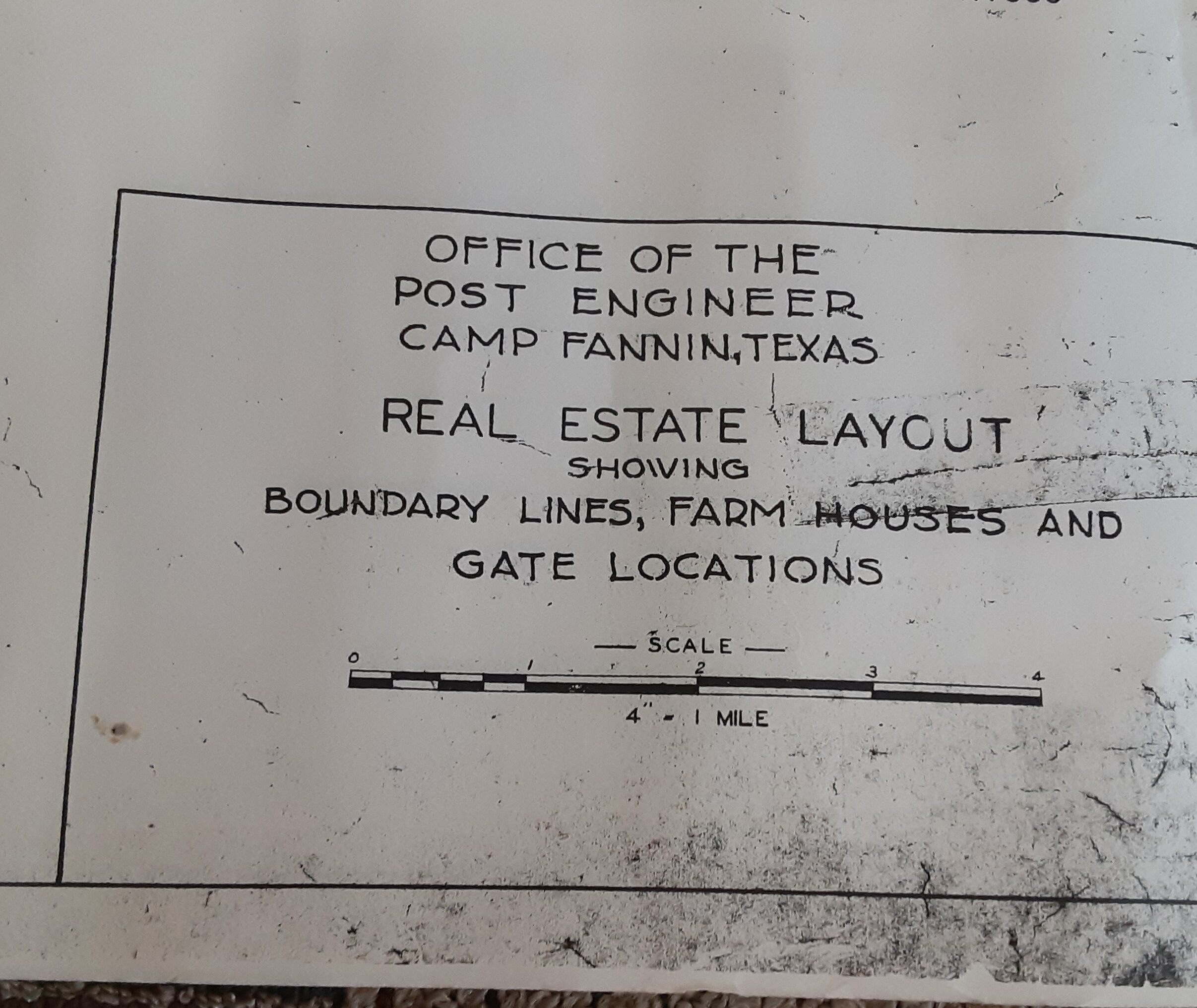 Camp Fannin Map of Boundary Lines, Farm Houses, and Gate Locations (smaller copy)