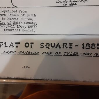 Plat of Square of Downtown Tyler (May 1885)
