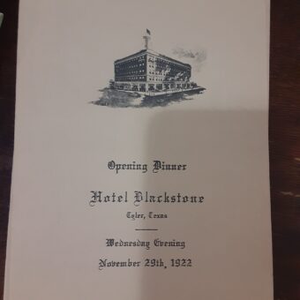Opening Dinner: Blackstone Hotel Pamphlet